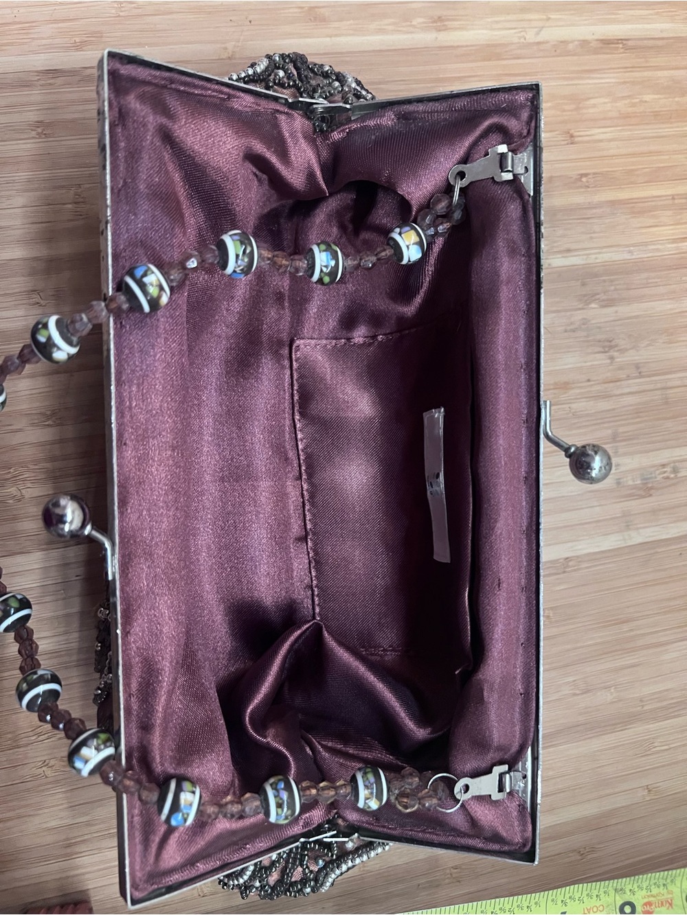 Source Unknown Brown Beaded Evening Clutch with Metallic Accents - Picture 14 of 15